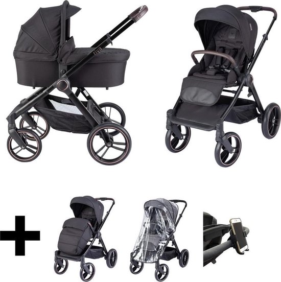 Born Lucky Kinderwagen 2 In 1 Riva Black Rose - Zwart