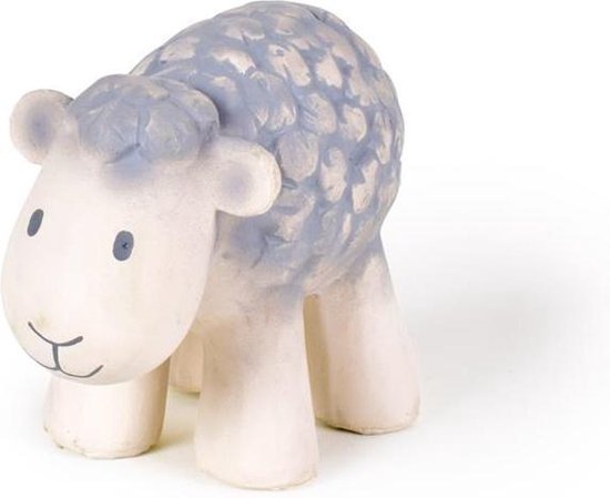 Tikiri : Mijn Eerste Boerderijdiertje / Schaap 9cm, In Natuurlijk Rubber, Met Belletje, Met Hangkaart, 0+