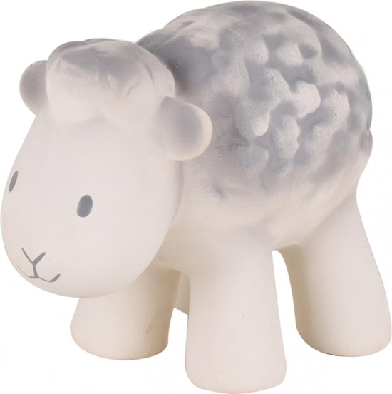 Tikiri : Mijn Eerste Boerderijdiertje / Schaap 9cm, In Natuurlijk Rubber, Met Belletje, Met Hangkaart, 0+