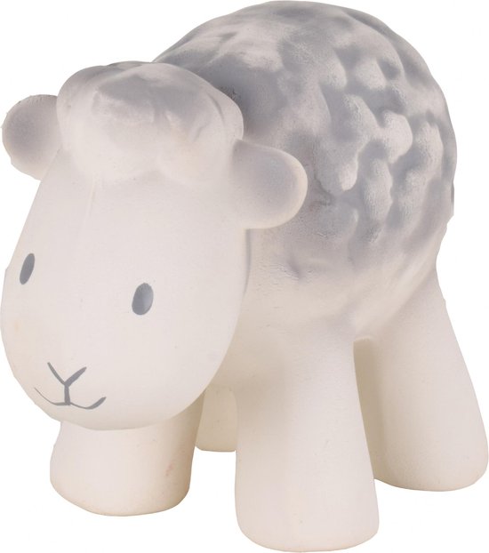 Tikiri : Mijn Eerste Boerderijdiertje / Schaap 9cm, In Natuurlijk Rubber, Met Belletje, Met Hangkaart, 0+