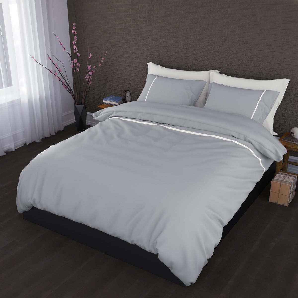 Romanette Flanellen Dekbedovertrek Duchesse Zilver/-200 X 200/220 Cm - Grijs