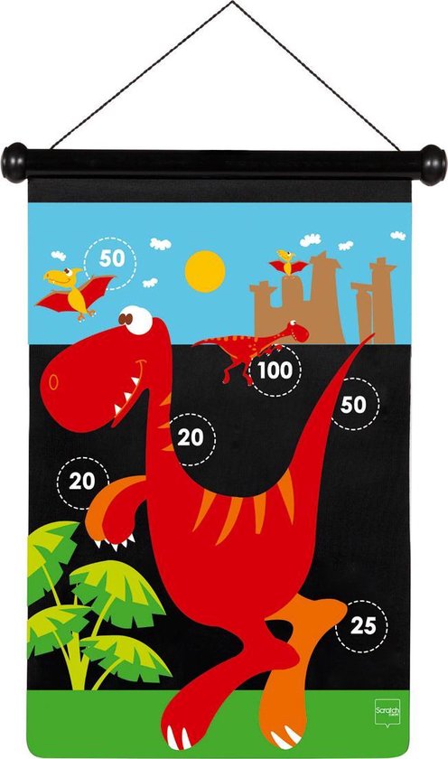 Scratch Dartspel Dinosaurus Magnetisch 36 X 55 Cm Tweezijdig