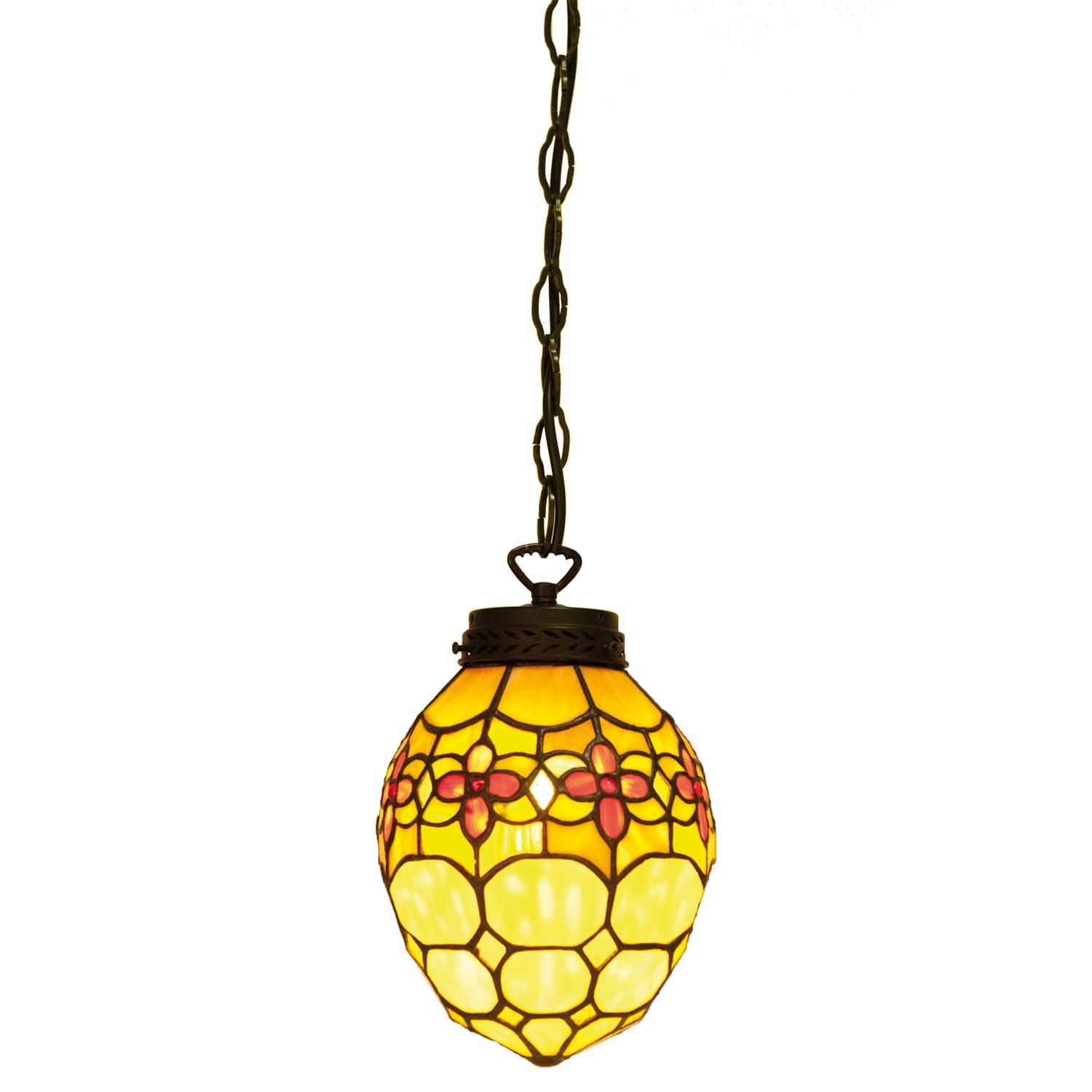 Clayre & Eef Hanglamp Tiffany Compleet 24x155 Cm E14 / Max 40w -, Rood, - Glas, Metaal - Beige