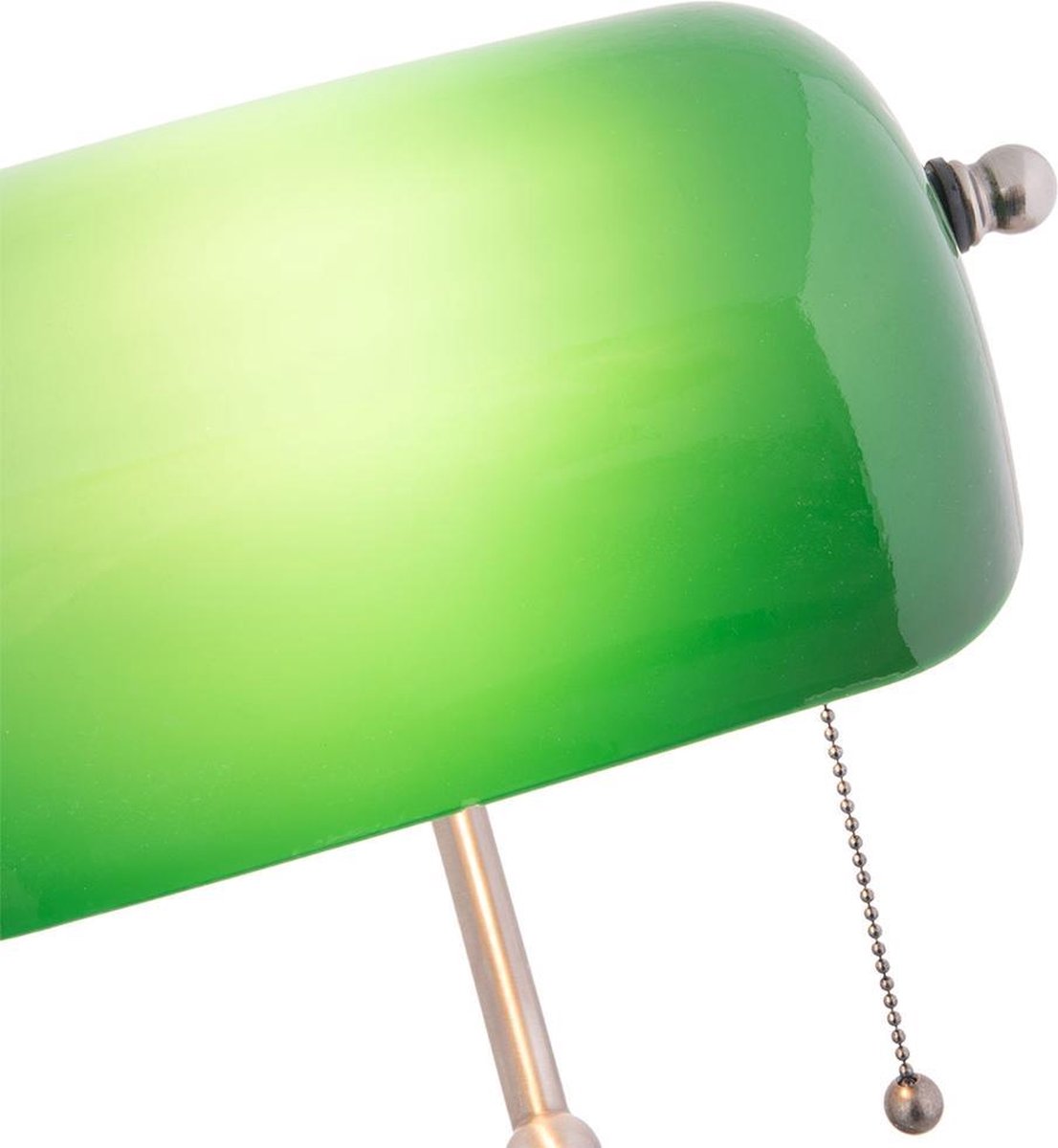 Clayre & Eef Bankierslamp Nikkel Kleur Glas 40 X ø 27 Cm E27 Max 40 -, Koper - Glas, Metaal - Groen