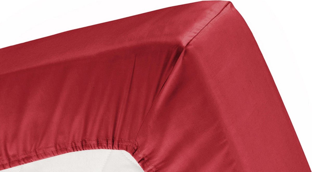 Cinderella Jersey Hoeslaken - 100% Gebreide Jersey Katoen - 1-persoons (70x200 Cm) - Red - Rood
