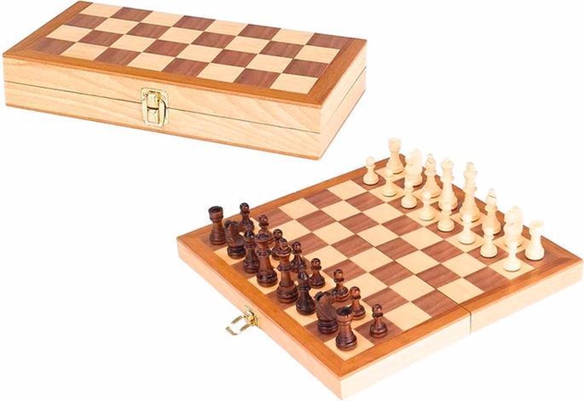 Goki Opvouwbaar Houten Schaakspel 30 X 30 Cm