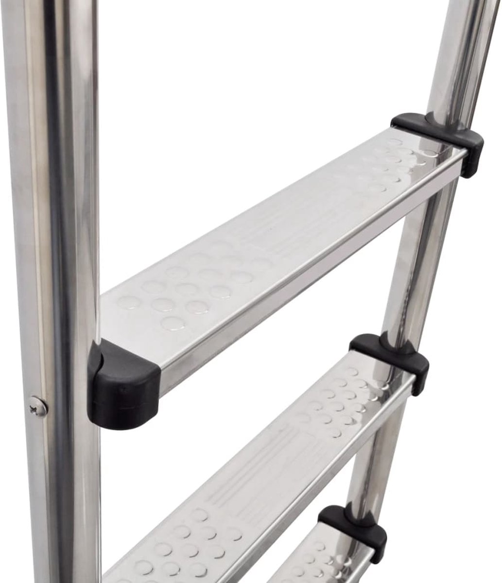 Vidaxl Zwembadladder Met 3 Sporten 120 Cm Roestvrij Staal - Silver