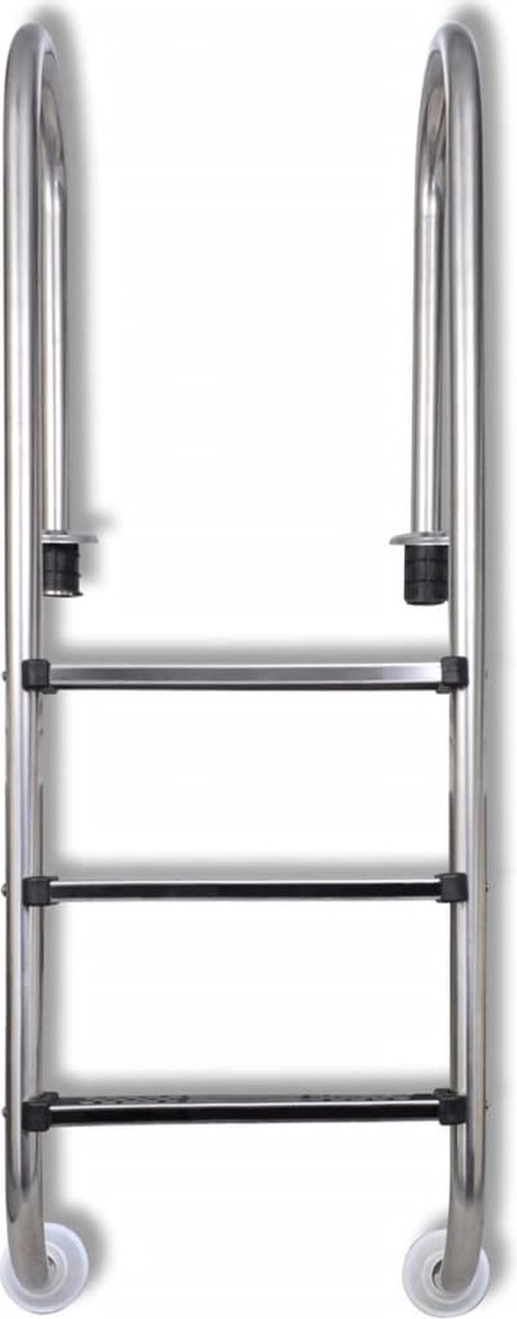 Vidaxl Zwembadladder Met 3 Sporten 120 Cm Roestvrij Staal - Silver
