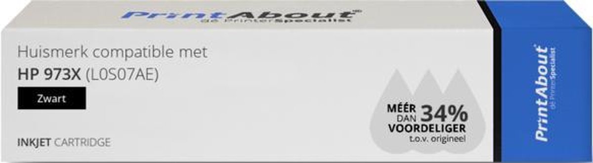 PrintAbout Huismerk compatible met HP 973X (L0S07AE) Inktcartridge Hoge capaciteit - Zwart