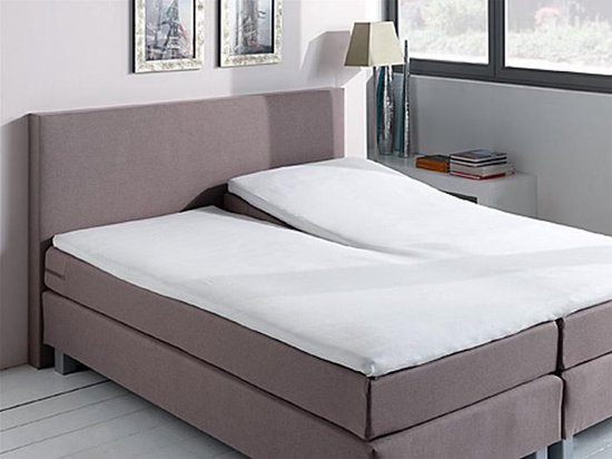 Romanette Split-topper Hoeslaken -180 X 220 Cm - Wit