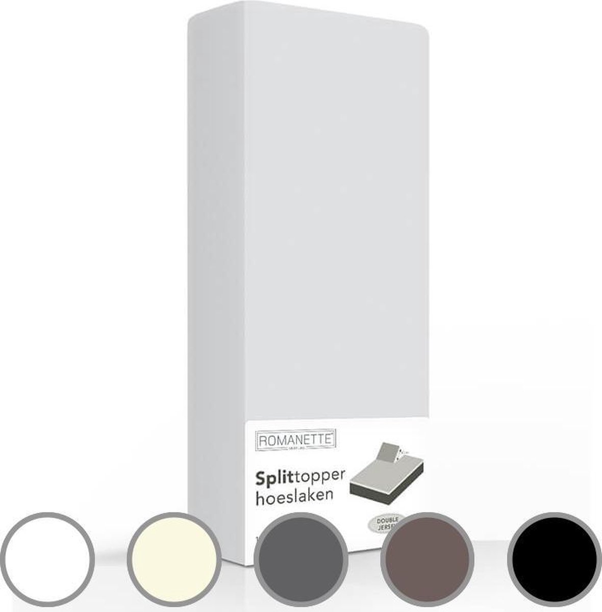 Romanette Split-topper Hoeslaken -180 X 200 Cm - Zwart