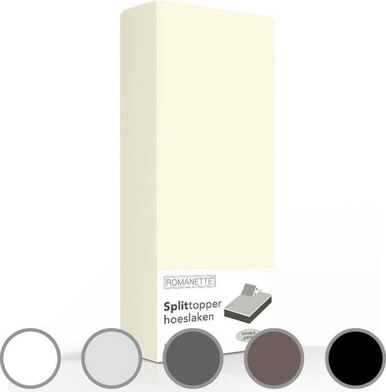Romanette Split-topper Hoeslaken -180 X 200 Cm - Zwart