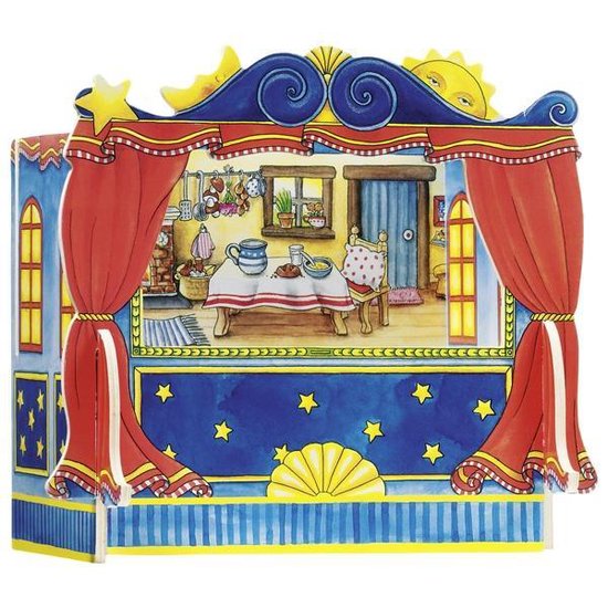 Goki Vingerpoppen Theater Met 5 Decors 28 X 20 X 25 Cm