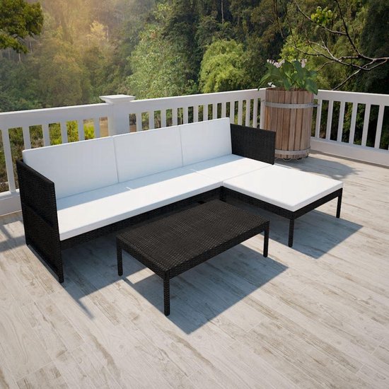 Vidaxl Loungeset Poly Rattan 9-delig - Zwart