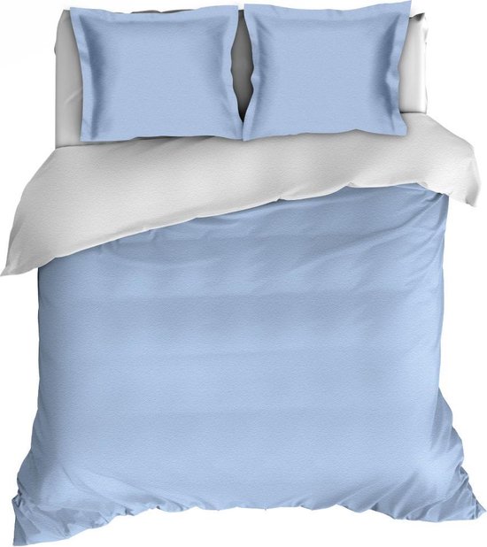 Romanette Flanellen Dekbedovertrek Comtesse Blauw/-240x200/220 - Wit