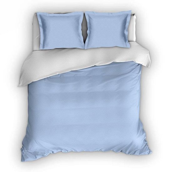 Romanette Flanellen Dekbedovertrek Comtesse Blauw/-240x200/220 - Wit