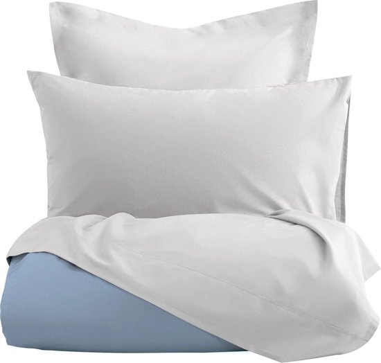 Romanette Flanellen Dekbedovertrek Comtesse Blauw/-240x200/220 - Wit