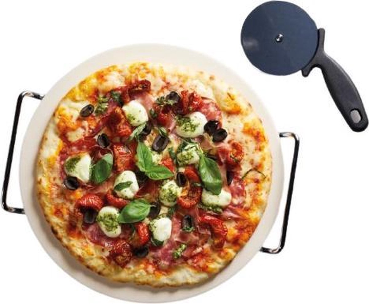 KitchenCraft Pizza Set - Pizzasteen, Mes En Serveerrek - Italian Collection Kitchen Craft