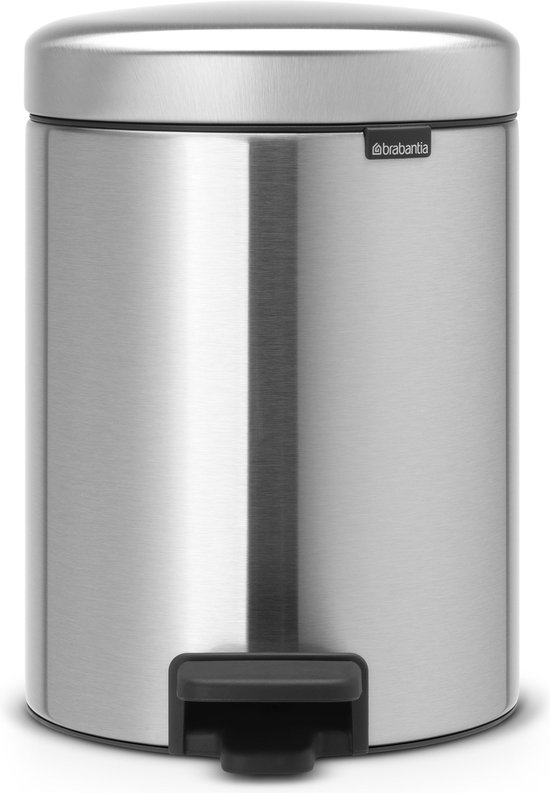 Brabantia Newicon Pedaalemmer 5 Liter Met Kunststof Binnenemmer - Matt Steel Fingerprint Proof - Silver