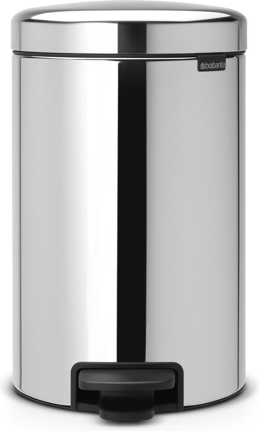 Brabantia Newicon Pedaalemmer 12 Liter Met Kunststof Binnenemmer - Brilliant Steel - Silver