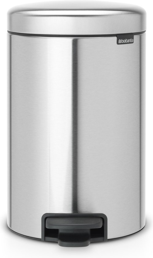 Brabantia Newicon Pedaalemmer 12 Liter Met Kunststof Binnenemmer - Matt Steel Fingerprint Proof - Silver