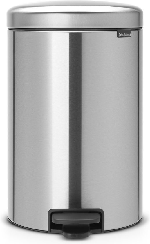 Brabantia Newicon Pedaalemmer 20 Liter Met Kunststof Binnenemmer - Matt Steel - Silver