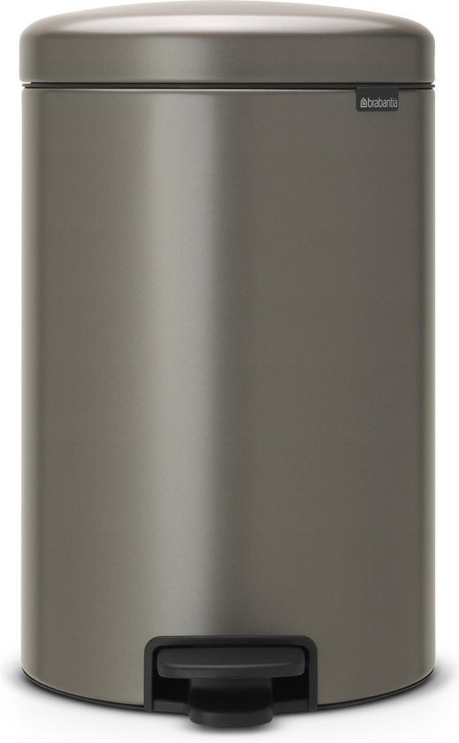 Brabantia Newicon Pedaalemmer 20 Liter Met Kunststof Binnenemmer - Platinum - Grijs