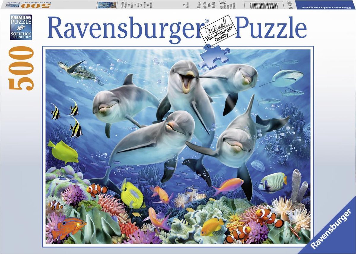 Ravensburger Puzzel Dolfijnen In Het Koraalrif - 500 Stukjes