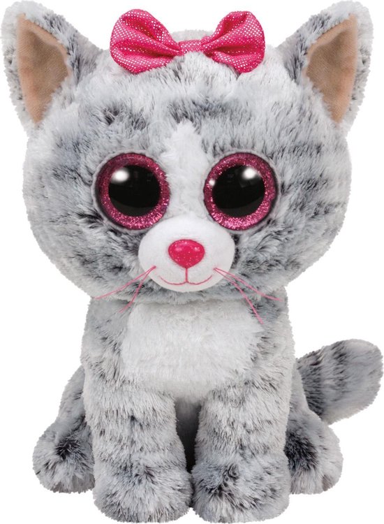 ty Beanie Buddy Knuffel Kat Kiki - 24 Cm - Gris