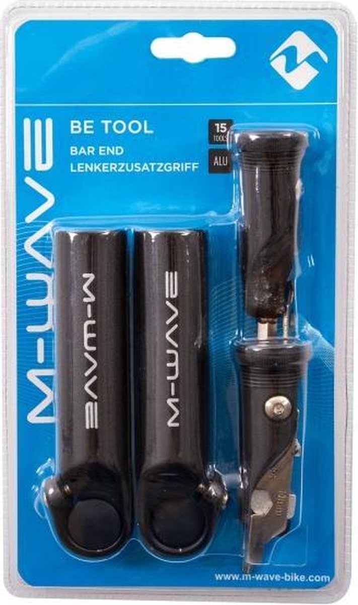 M-wave Bar Ends Met Multitool Aluminium 13 Cm 2 Stuks - Zwart