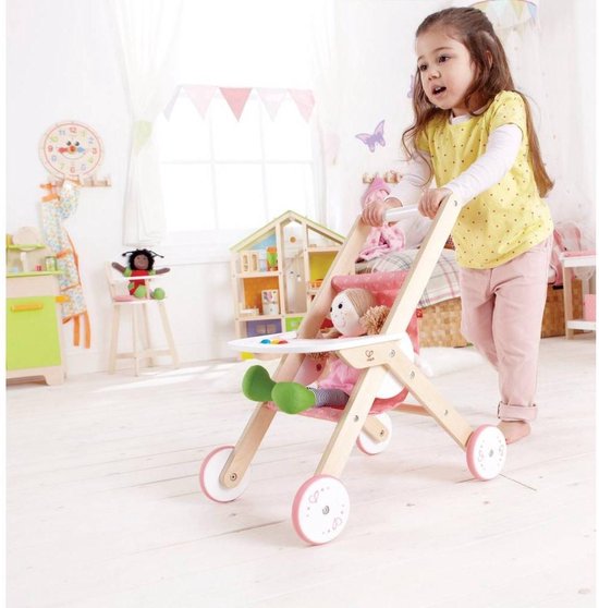 Hape Houten Stroller - Roze