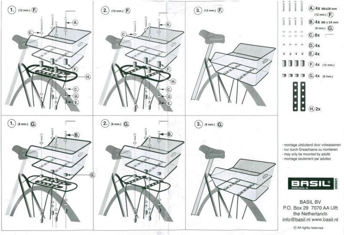 Basil Fietsmand Cento Achter 20 Liter Zilver - Silver