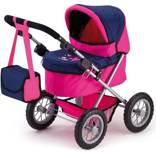 Bayer Poppenwagen Trendy/donkerblauw 67 Cm - Roze