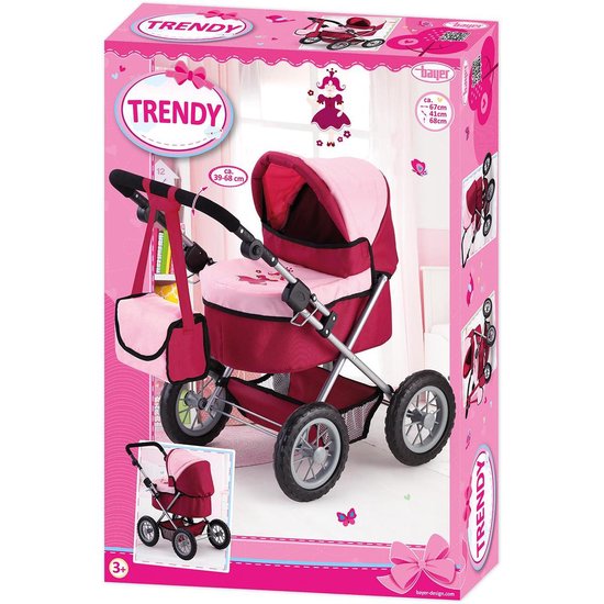 Bayer Poppenwagen Trendy/roze 67 Cm - Rood