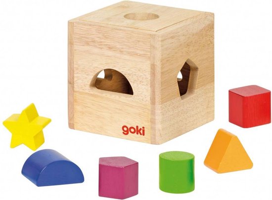 Goki Vormenstoof Sorteerkubus 11 Cm - Bruin
