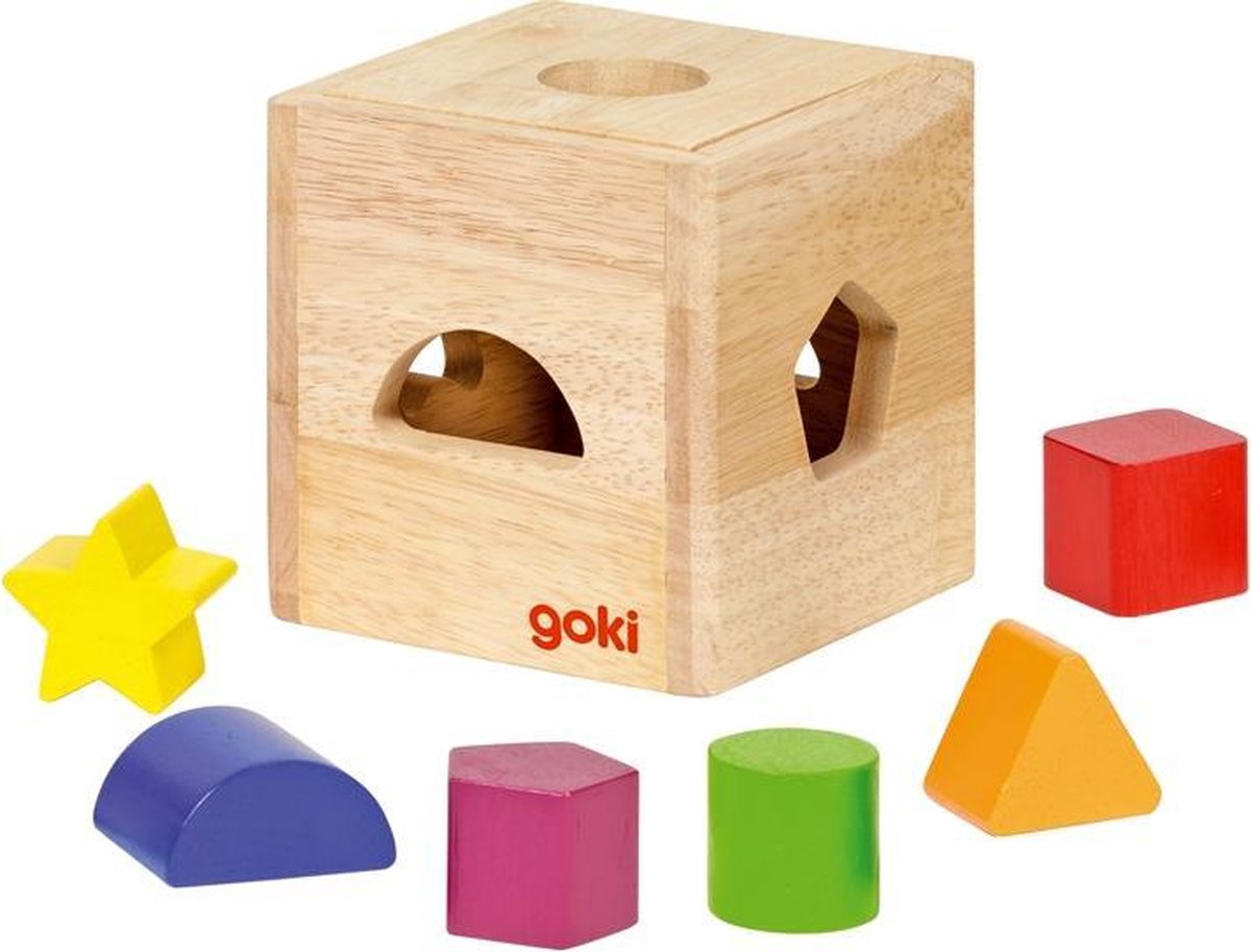 Goki Vormenstoof Sorteerkubus 11 Cm - Bruin