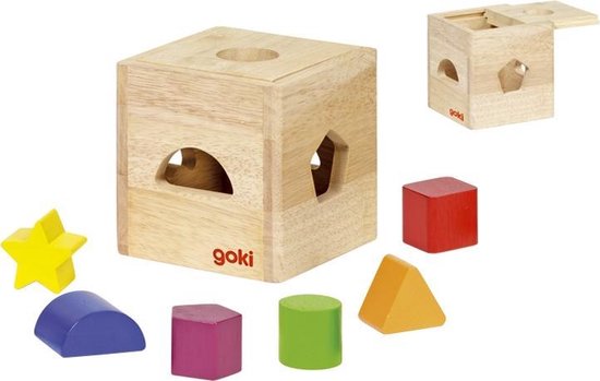 Goki Vormenstoof Sorteerkubus 11 Cm - Bruin