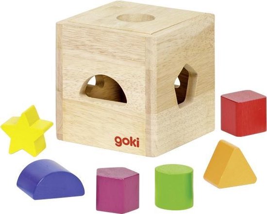 Goki Vormenstoof Sorteerkubus 11 Cm - Bruin