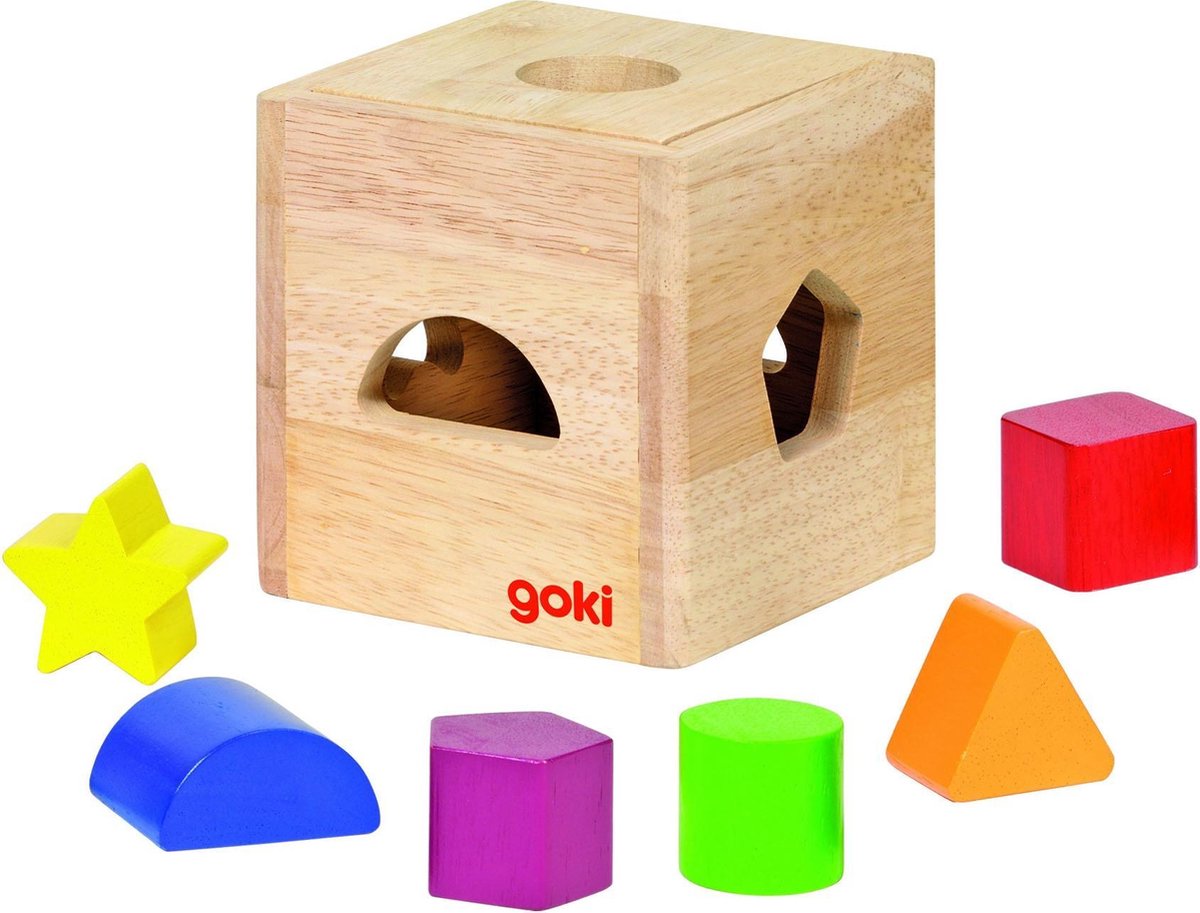 Goki Vormenstoof Sorteerkubus 11 Cm - Bruin