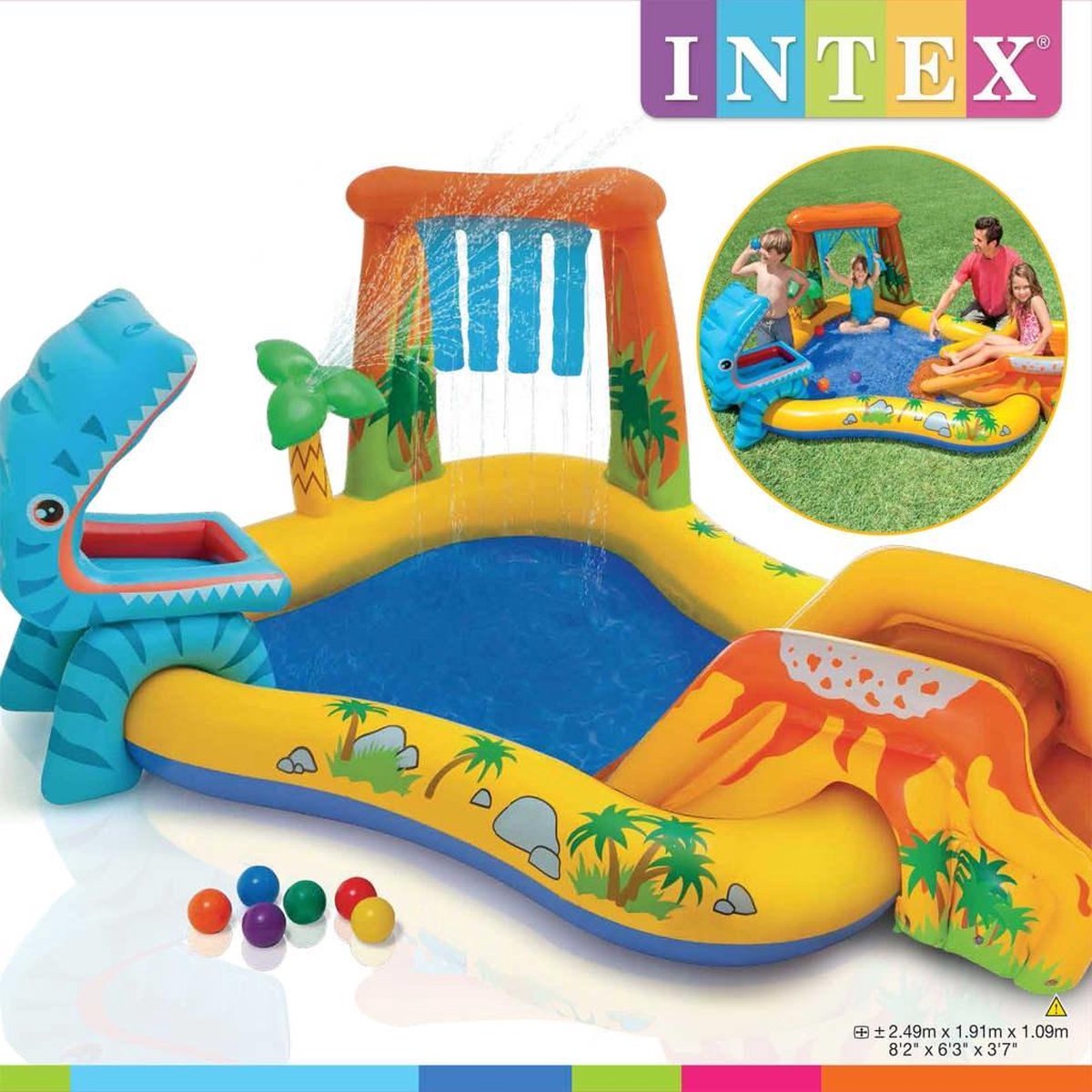 Intex Dino Speelcentrum Opblaaszwembad - 249 X 191 X 109 Cm