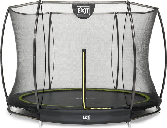 EXIT Toys Silhouette Ground Ingegraven Trampoline Met Veiligheidsnet - 244 Cm - - Zwart