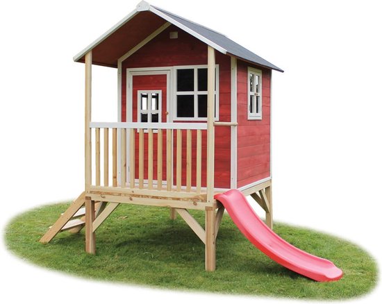 EXIT Toys Speelhuis Loft 300 Met Glijbaan - - Rood