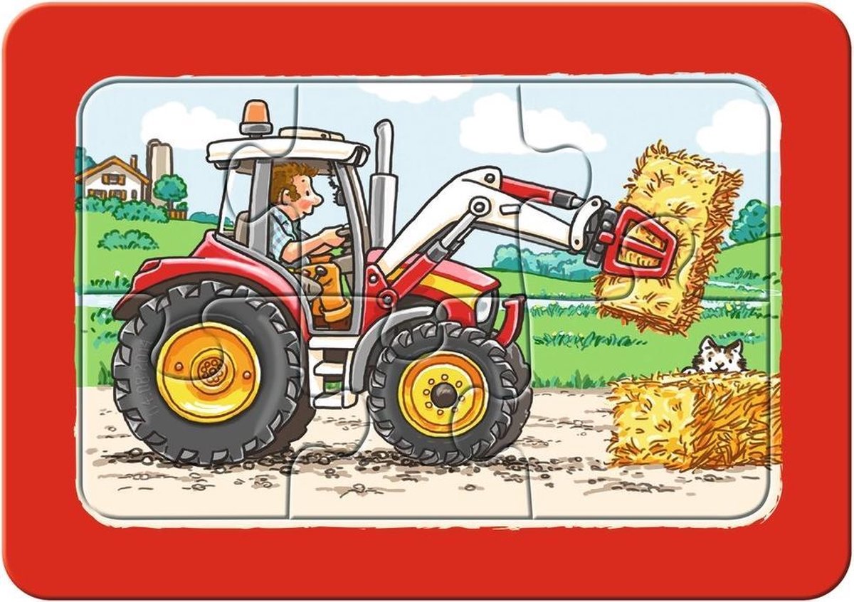 Ravensburger Mijn Eerste Puzzel Graafmachine + Tractor + Kiepauto - 3 X 6 Stukjes