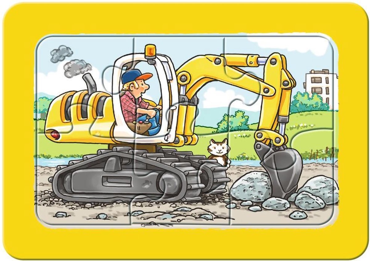 Ravensburger Mijn Eerste Puzzel Graafmachine + Tractor + Kiepauto - 3 X 6 Stukjes