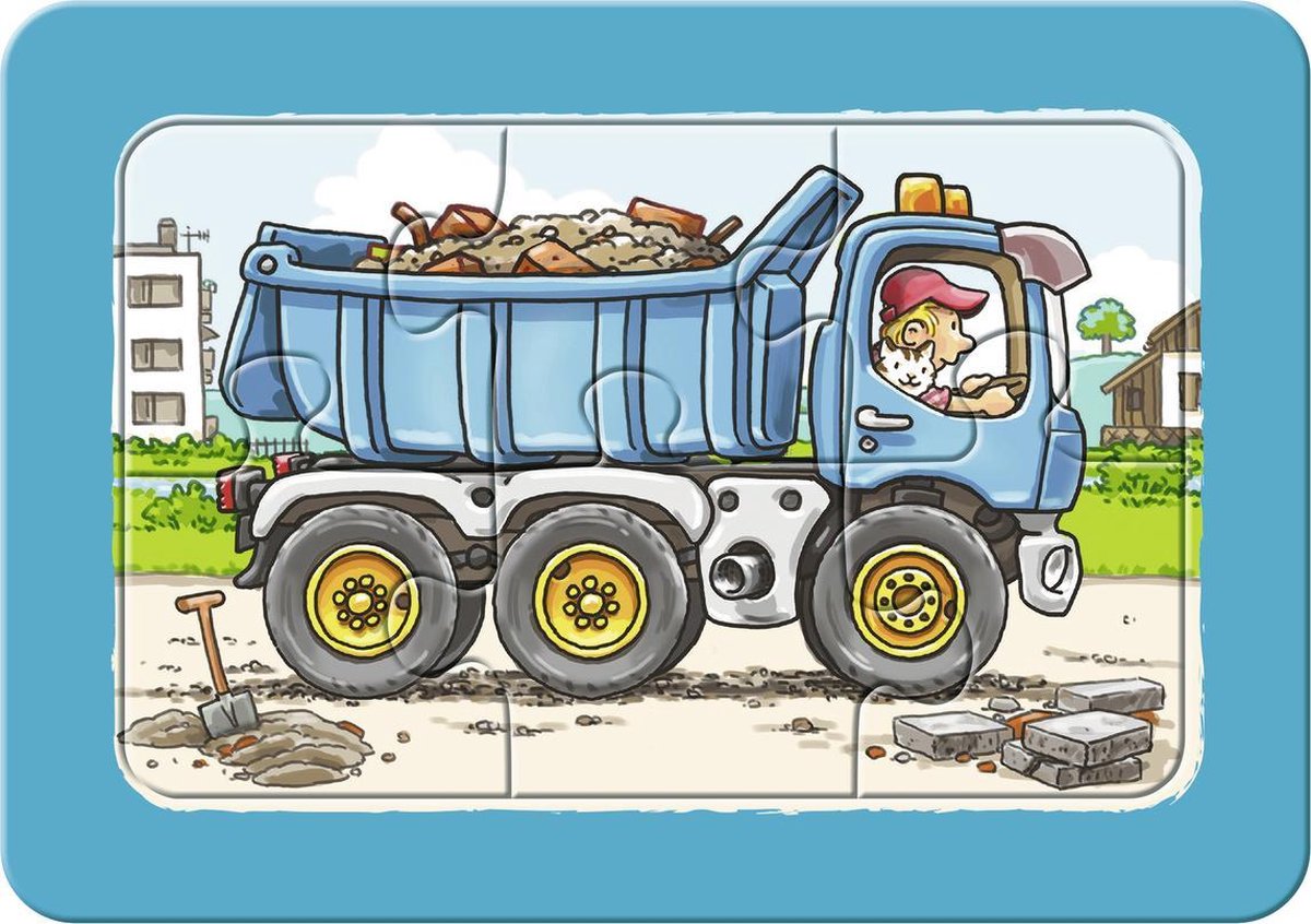 Ravensburger Mijn Eerste Puzzel Graafmachine + Tractor + Kiepauto - 3 X 6 Stukjes
