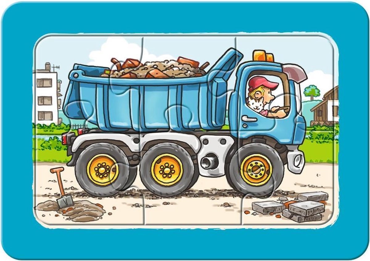Ravensburger Mijn Eerste Puzzel Graafmachine + Tractor + Kiepauto - 3 X 6 Stukjes