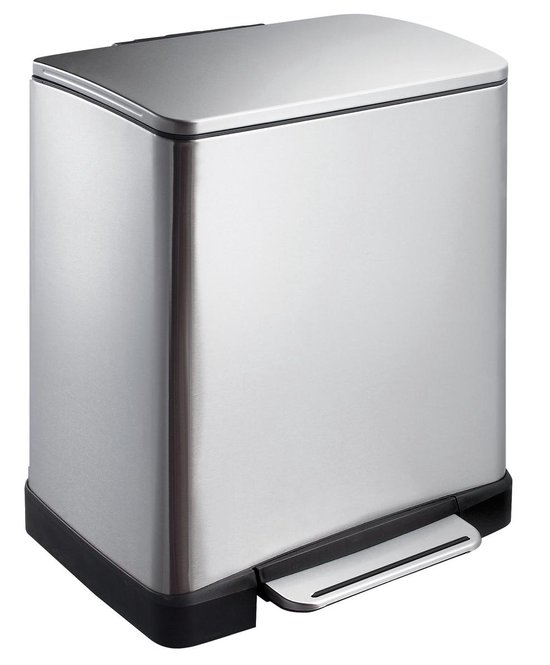 Eko E-cube Pedaalemmer Afvalscheider- 10 + 9l - Mat Rvs - Silver