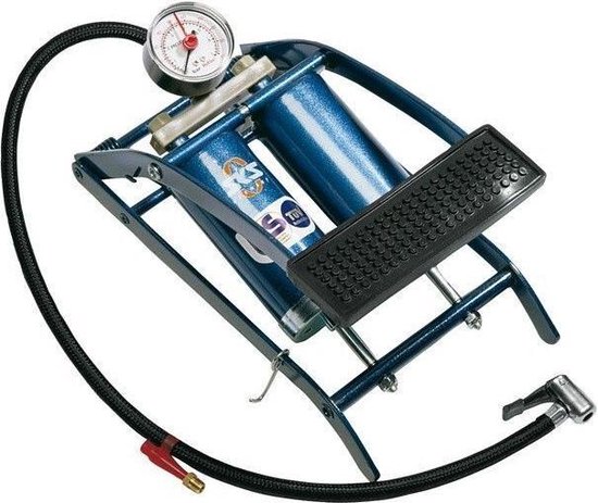 SKS Voetpomp Twin Air Met Drukmeter - Blauw