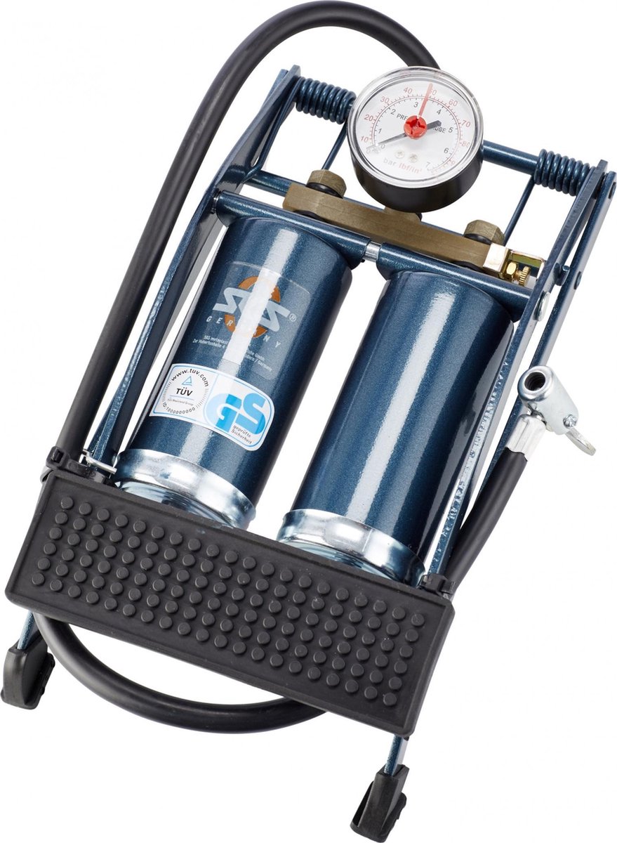 SKS Voetpomp Twin Air Met Drukmeter - Blauw