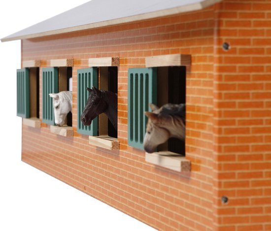 Kids Globe Farming Paardenstal - 7 Paarden - Bruin